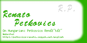 renato petkovics business card